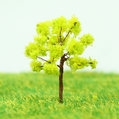 China Plastic Miniature Model Trees Yellow Green Avenue Planting Wire Tree 3.5cm supplier