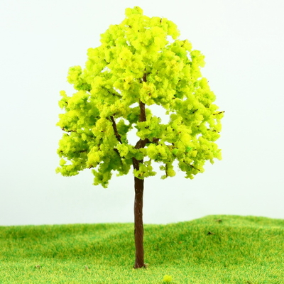 China OEM HO Train Layout Miniature Model Trees Yellow Green Avenue Wire Tree 14cm supplier