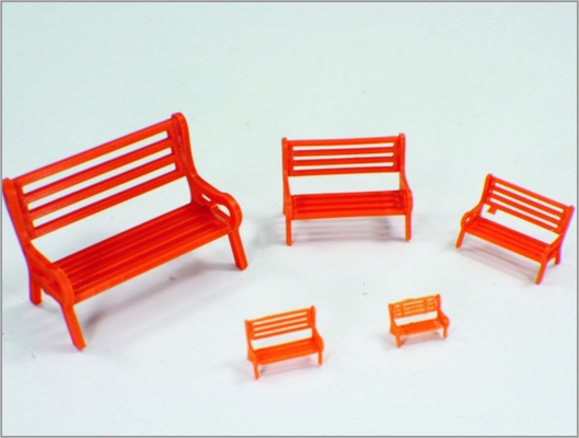 China Y30-01 1:30 Custom Scale Model Train Layouts Red Plastic 3D Park Chairs supplier