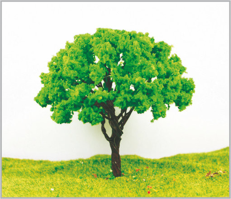 China 11cm Theme Park Layout Custom Metal Yello Green Miniature Model Trees supplier