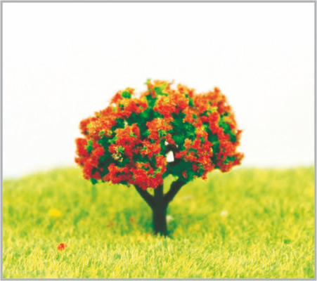 China  HO Custom 3.5cm Red Miniature Model Trees with Plastic supplier