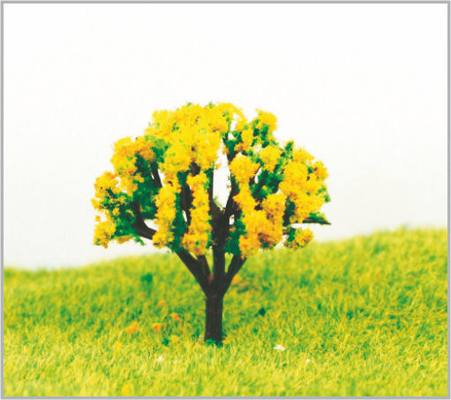 China 4.5cm Architectural Plastic Deep Yellow Miniature Model Trees In Hand Made supplier