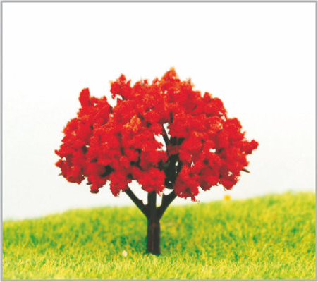 China 4.5cm Architectural Plastic Miniature Model Trees In Hand Made With Red supplier