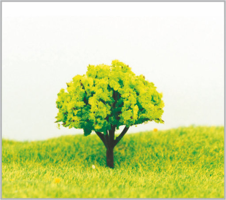 China 4.5cm Architectural Plastic Yellow Green Miniature Model Trees In Hand Made supplier