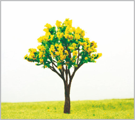 China 12cm HO Plastic Architectural Deep Yellow Miniature Model Trees in hand made supplier