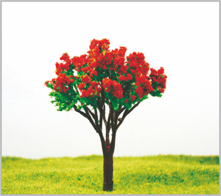 China 12cm Handmade Red Architectural Plastic Miniature Model Trees supplier
