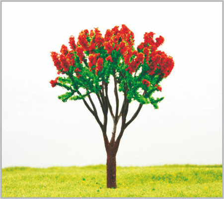 China 13cm Custom Architectural Red Plastic Miniature Model Trees In Hand Made supplier