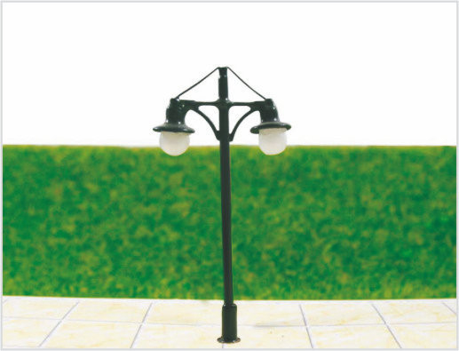 China T44 Custom 6V Two-headed Street Plastic Model Lamp Post for Railroad Layouts 6.5cm supplier