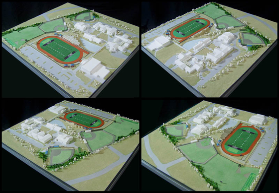 Round Green Acrylic Architectural Model Supplies  For Football Stadium Layout supplier