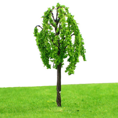 Plastic Cement 7.5cm Willow Miniature Model Trees Green For Train Railroad / Garden Park Lake Scene supplier