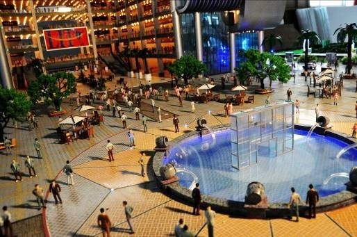 Custom Nice Miniature Shopping Center Scenery Layout Model Maker supplier