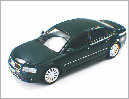 1 / 24 Diecast Alloy Bright black Custom Scale Model Cars Audi A8 As Home Decoratio supplier